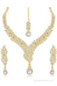 Sukkhi Gold Plated Australian Diamond Stone Studded Zinc Jewel Set