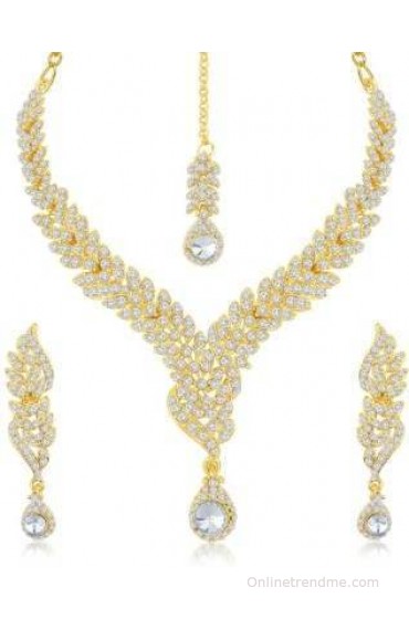 Sukkhi Gold Plated Australian Diamond Stone Studded Zinc Jewel Set