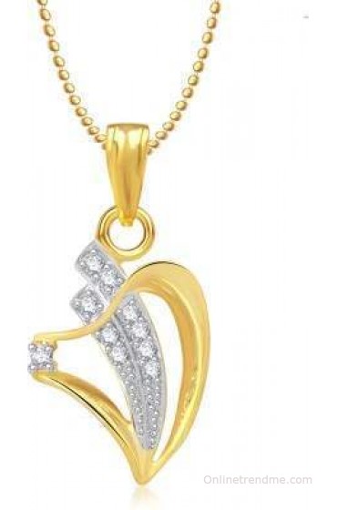 Meenaz Stylish Eternal Yellow Gold Cubic Zirconia Alloy Pendant