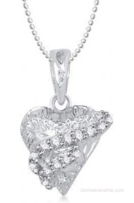 Meenaz Simply Heart Rhodium Cubic Zirconia Alloy Pendant