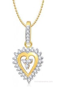 Meenaz Velantine Love For Girls Yellow Gold Cubic Zirconia Alloy Pendant